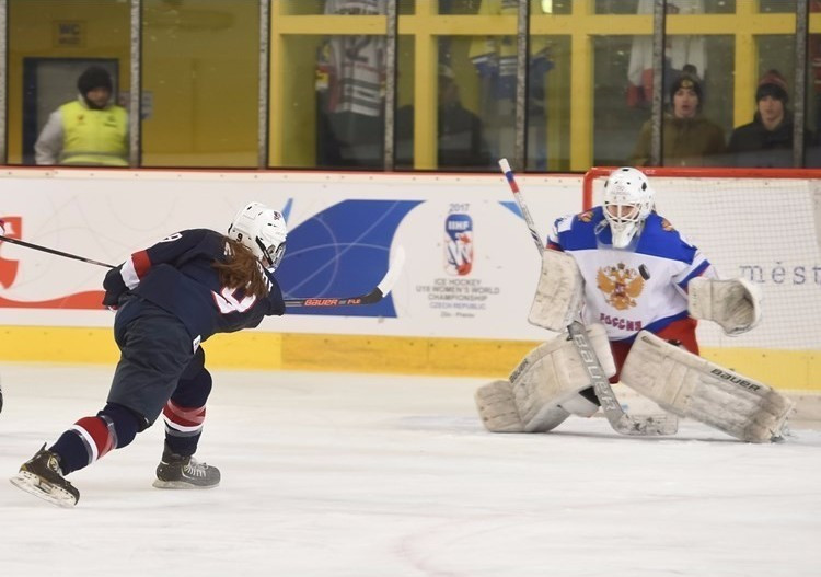 United States begin IIHF World Women's Under-18 Championship title defence by thrashing Russia