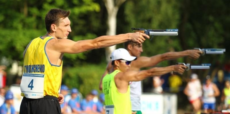 Ukraine's Pavlo Tymoshchenko produced a brilliant performance in the combined run/shoot to clinch the World Championships title and book a place at Rio 2016