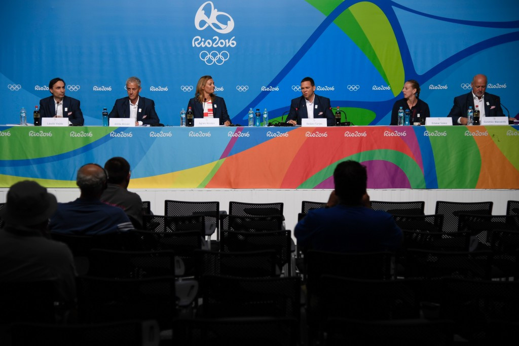 Gusztáv Bienerth (far right) is a vice-president of Budapest 2024 ©Getty Images