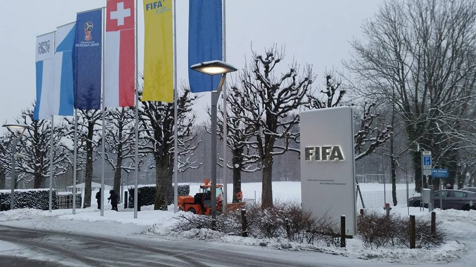 Today's Council took place in snowy conditions at the Swiss FIFA headquarters ©ITG