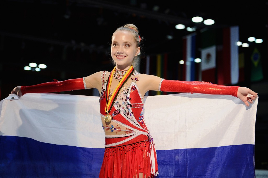 Russia's Elena Radionova celebrates victory at the 2013 edition of the Nebelhorn Trophy ©Nebelhorn Trophy