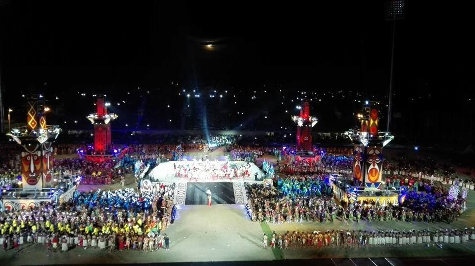 Athletes stayed in the middle of the arena in a break from the normal procedure at Opening Ceremonies 