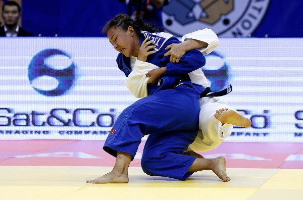 Tserennadmid Tsend-Ayush earned women's under 63 kilogram gold for the hosts ©IJF