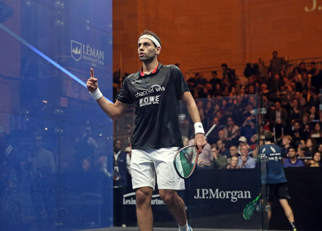 Mohamed Elshorbagy, pictured, and brother Marwan will meet in the quarter-finals of the PSA Tournament of Champions ©PSA
