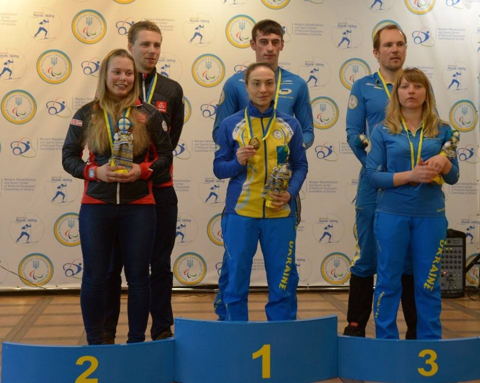 Oksana Shyshkova, centre front, has not lost a biathlon race since 2015 ©IPC