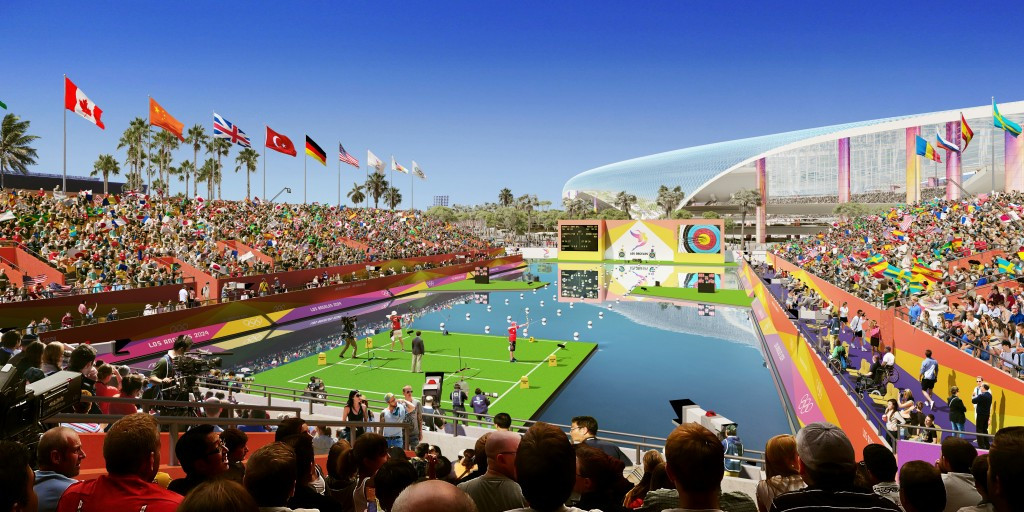 Archery competition would take place at a man-made lake in Hollywood Park ©LA2024