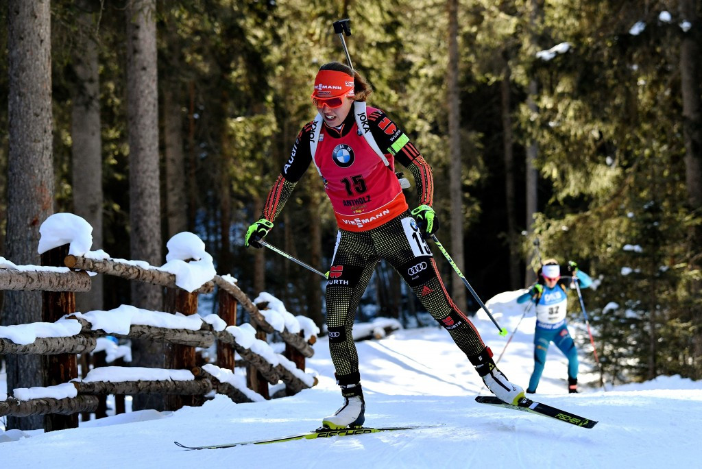Laura Dahlmeier won the 15 kilometre individual event in the International Biathlon Union World Cup event in Antholz ©Getty Images