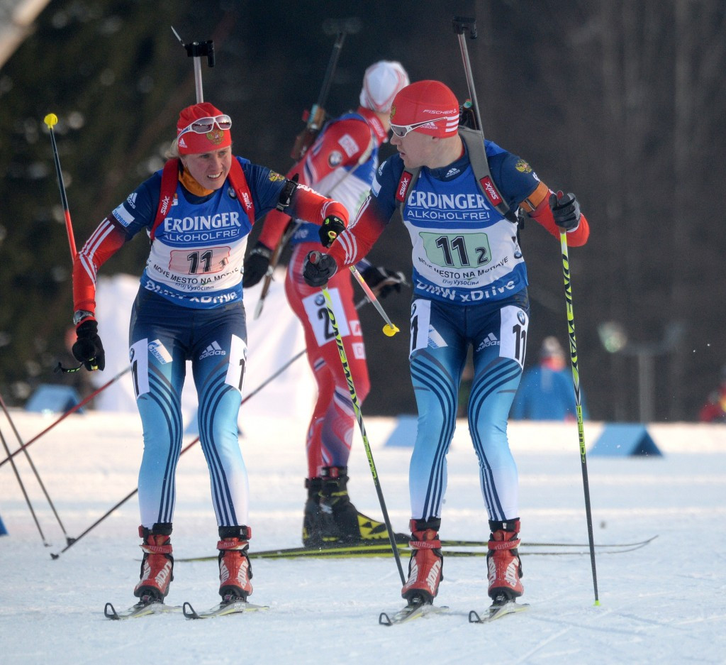 Yana Romanova, left, was one of two Russian biathletes provisionally suspended in December. There is no indication she deliberately took drugs ©Getty Images