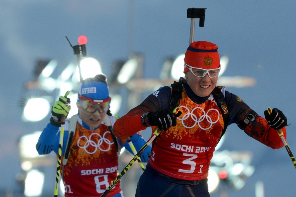 Yana Romanova, right, is one of two Russian biathletes to have been provisionally suspended by the RBU ©Getty Images
