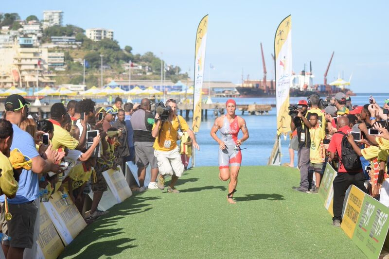 New Caledonian Charlotte Robin won the first gold medal of Port Moresby 2015 with victory in the women's triathlon ©Port Moresby 2015