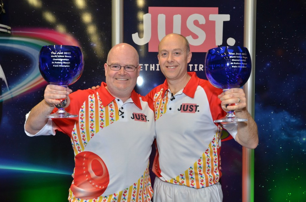 Home favourite Les Gillett and Wales’ Jason Greenslade have won the pairs competition at the World Indoor Bowls Championships in England after overcoming Welsh duo Damian Doubler and Daniel Salmon today ©World Bowls Tour