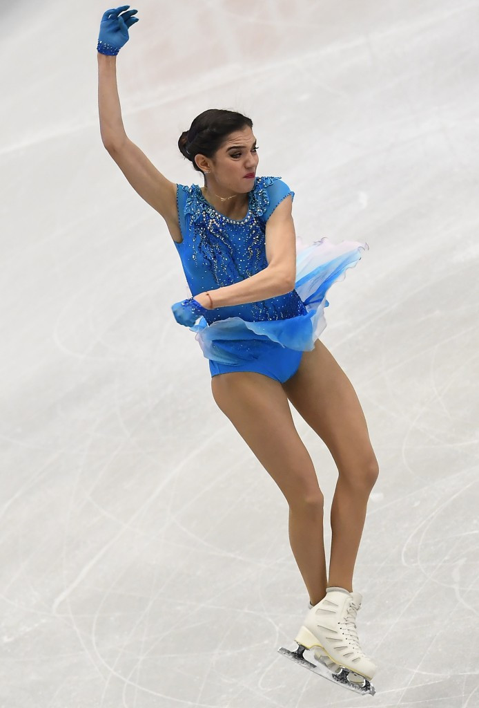 Evgenia Medvedeva of Russia has taken the lead in the ladies short programme at the ISU European Figure Skating Championships ©Getty Images