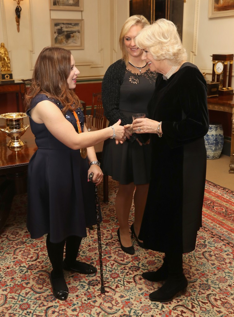 Triple Rio 2016 Paralympic gold medallist Natasha Baker was among those presented to the Duchess of Cornwall during a reception at Clarence House in London ©Getty Images