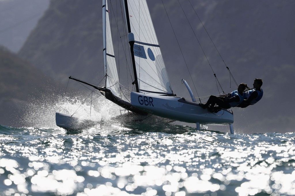 Ben Saxton and Nicola Groves claimed a first and third in the Nacra 17 competition today ©Getty Images