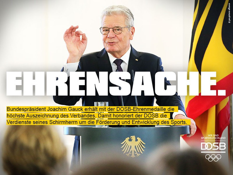 German President Joachim Gauck has been the patron of the DOSB since 2012 ©DOSB