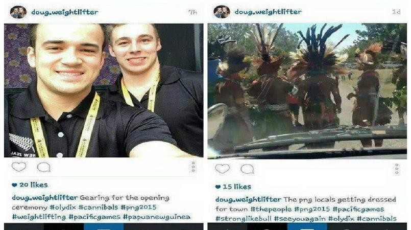 Douglas Sekone-Fraser sparked outrage by including #cannibals in posts ahead of the Pacific Games Opening Ceremony