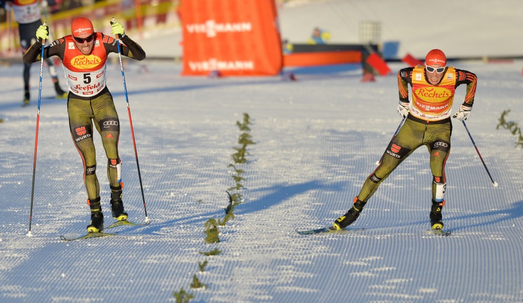 Johannes Rydzek (left) earned a narrow win over Eric Frenzel ©Getty Images