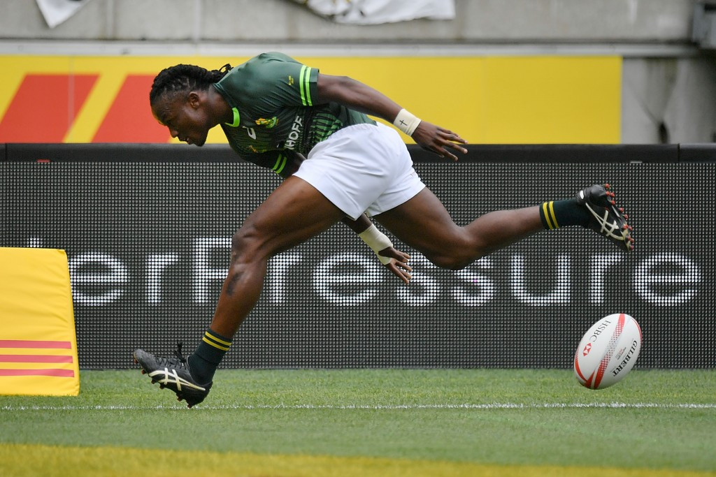 South Africa's Seabelo Senatla became his country's top rugby sevens try scorer today