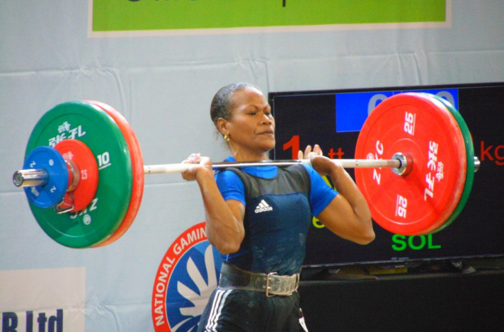 The Solomon Islands’ Jenly Tegu Wini won all three gold medals in the women’s 58kg class