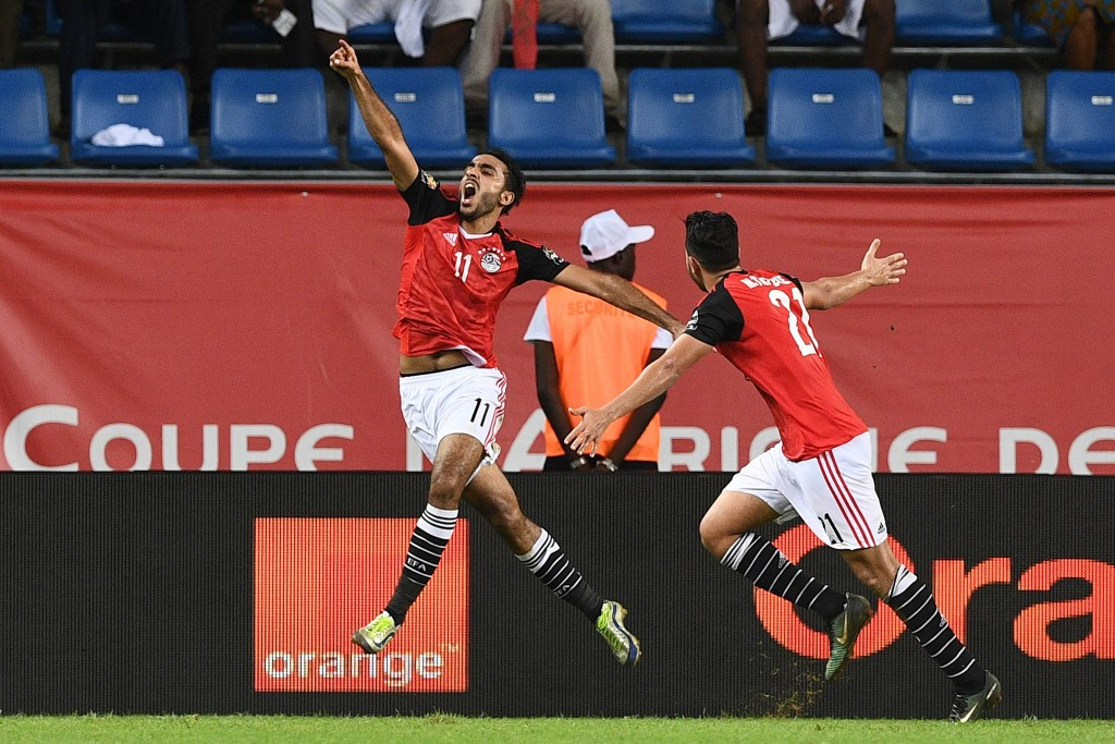 Egyptian Mahmoud Abdel-Moneim shows his joy after his 88th minute winner against Morocco ©Getty Images