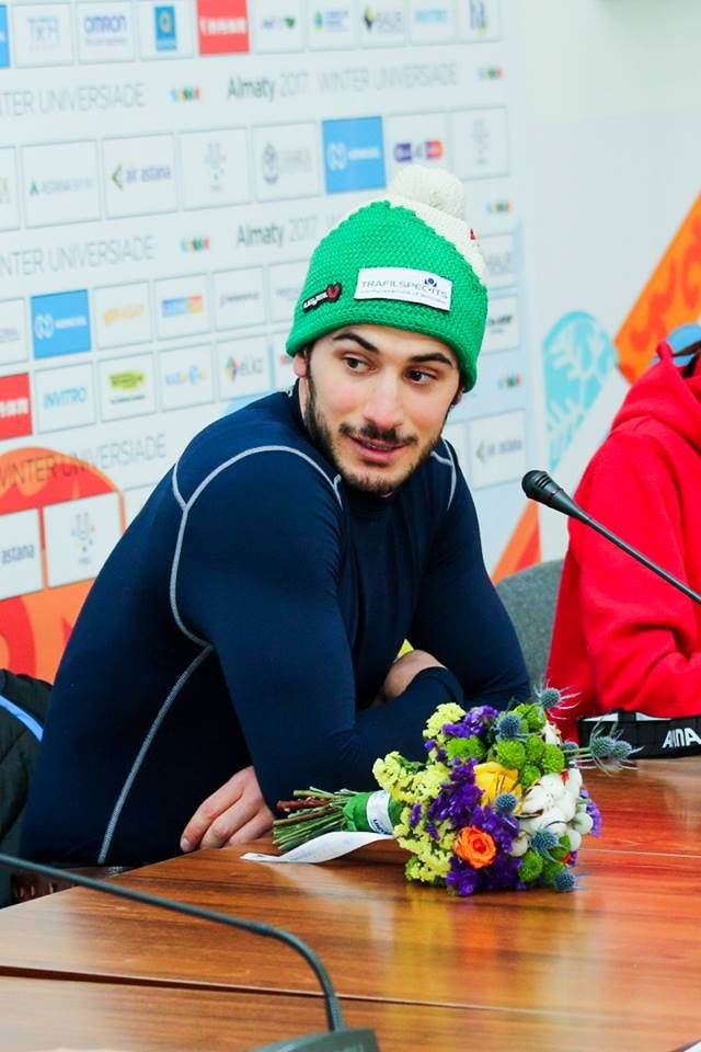 Italy's Michelangelo Tentori successfully defended his men's super-G title ©Almaty 2017/Facebook
