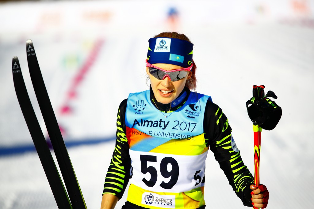 Kazakhstan's Anna Shevchenko delighted the home crowd by taking bronze in the women's cross-country skiing five kilometres individual classic ©Almaty 2017