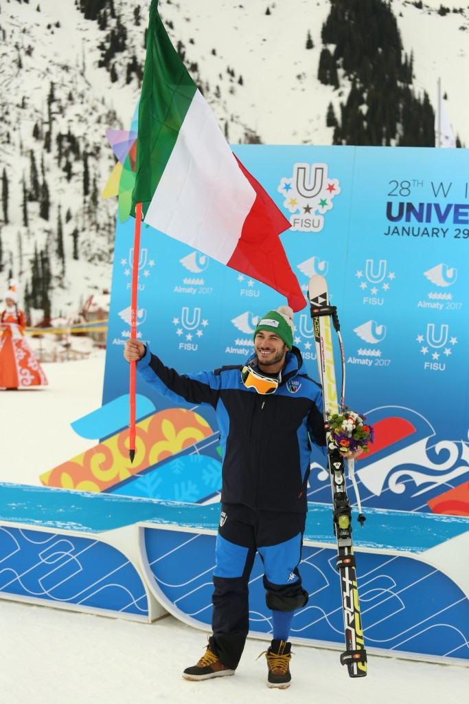 Italy's Michelangelo Tentori successfully defended his men's super-G title ©Almaty 2017