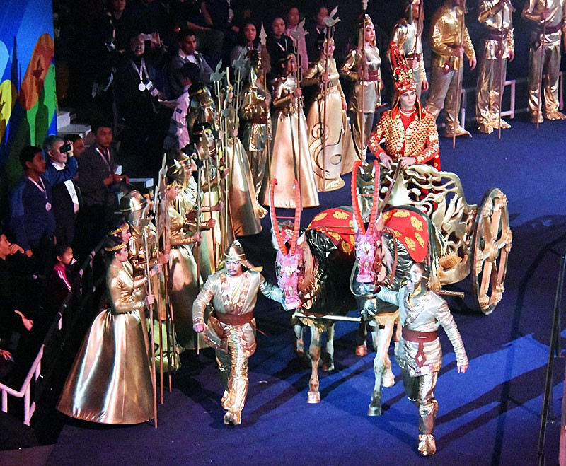 The Opening Ceremony began with the audience being transported back to medieval Kazakhstan ©FISU