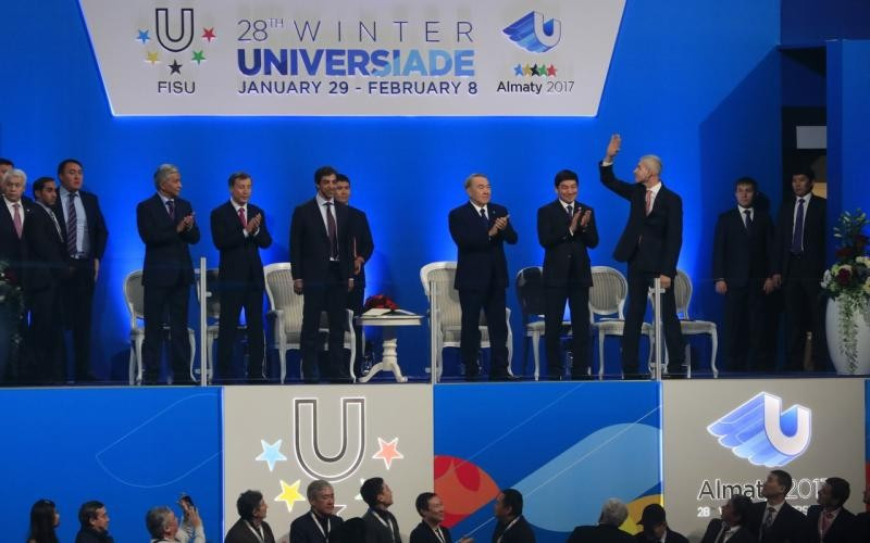 The President of Kazakhstan, Nursultan Nazarbayev, and FISU President Oleg Matytsin were among the delegates in attendance ©Almaty 2017