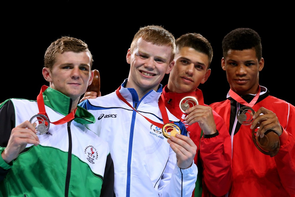 Joe Cordina, second right, won a bronze medal at the 2014 Commonwealth Games in Glasgow ©Getty Images