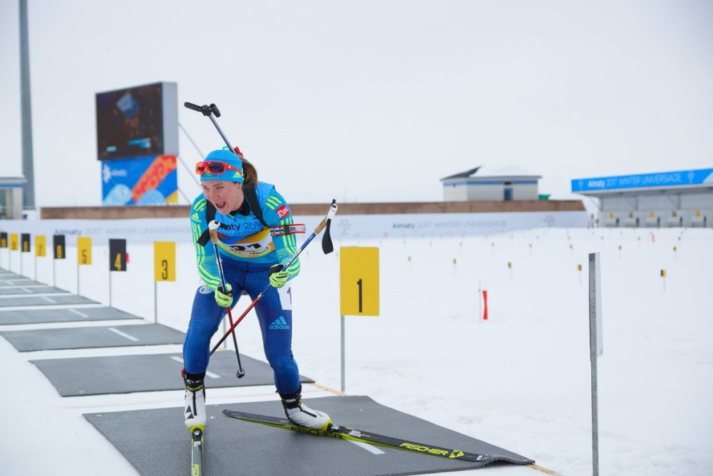 Nadiia Bielkina then won the women's 10km biathlon pursuit gold medal ©Almaty 2017