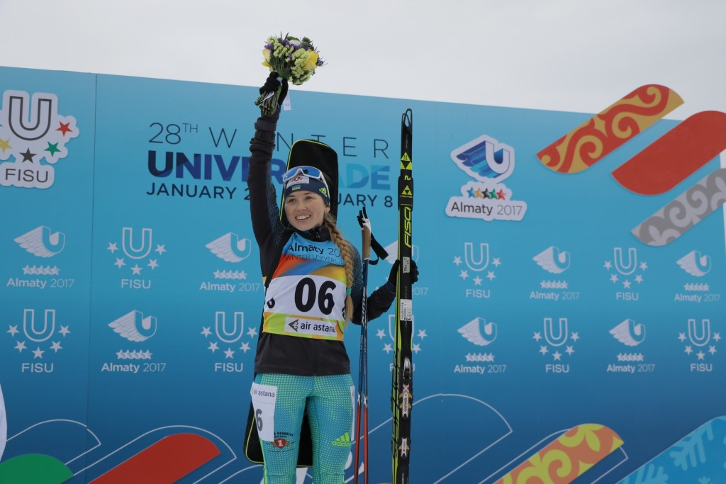 Ukraine's Nadiia Bielkina won the women's 10 kilometres biathlon pursuit gold medal ©Almaty 2017

