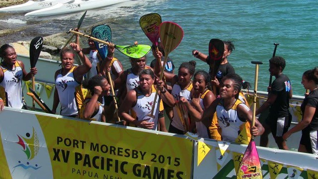 Papua New Guinea shocked world and defending champions Tahiti in the women's 1,500m va'a at the Lancron Naval Base ©Port Moresby 2015