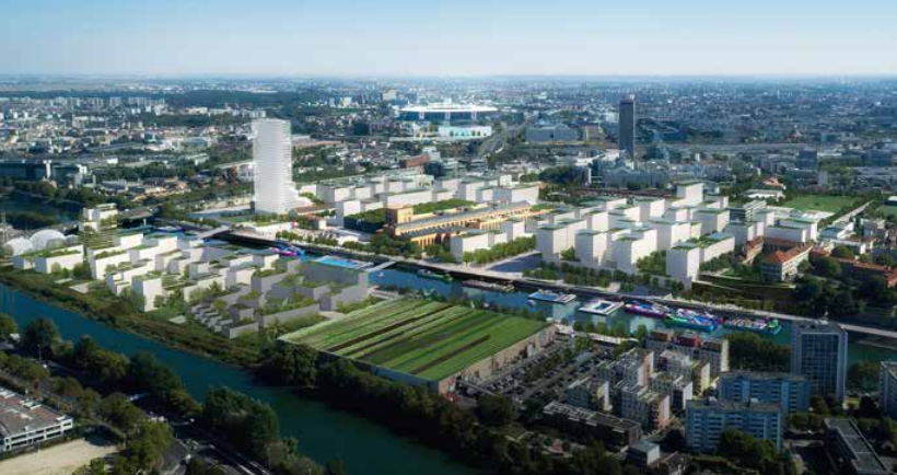 An artistic impression of the Athletes' Village seen as a major Paris 2024 selling point ©Paris 2024