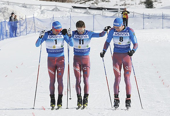 Russia swept the men's under-23 2x15km skiathlon podium on the penultimate day of action at the FIS Nordic Junior World Championships ©US Ski Team/Tom Kelly