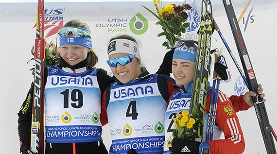 Norway’s Lotta Udnes Weng won the women's under-23 2x7.5km skiathlon ©US Ski Team/Tom Kelly
