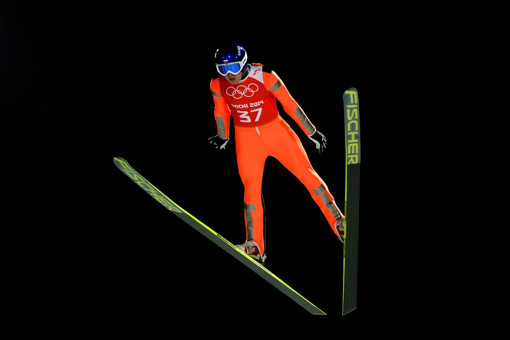 Mikhail Maksimochkin helped Russia retain their men’s normal hill team ski jumping title ©Almaty 2017