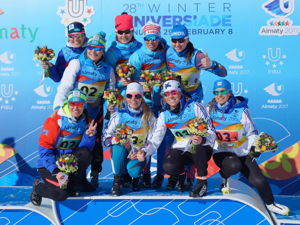 The Russian women's team won the 3x5km cross country skiing relay race today ©Almaty 2017