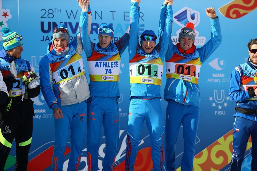 Russia dominated the cross-country skiing relay races including the men's 4x7.5km ©Almaty 2017