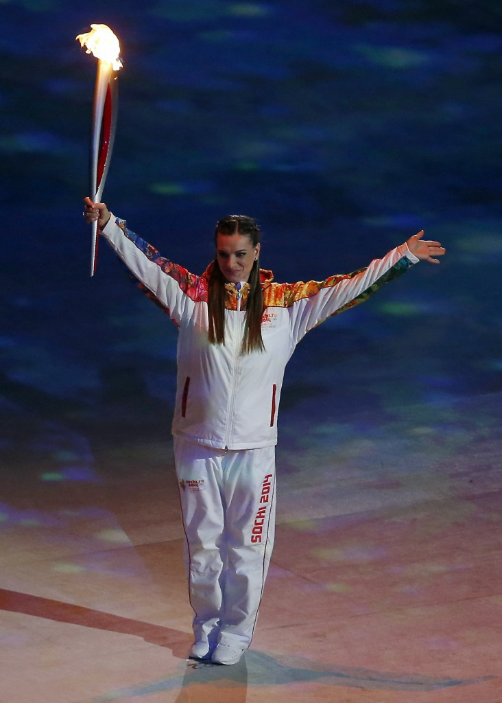 Yelena Isinbayeva during the Opening Ceremony of the Sochi 2014 Winter Olympics ©Getty Images