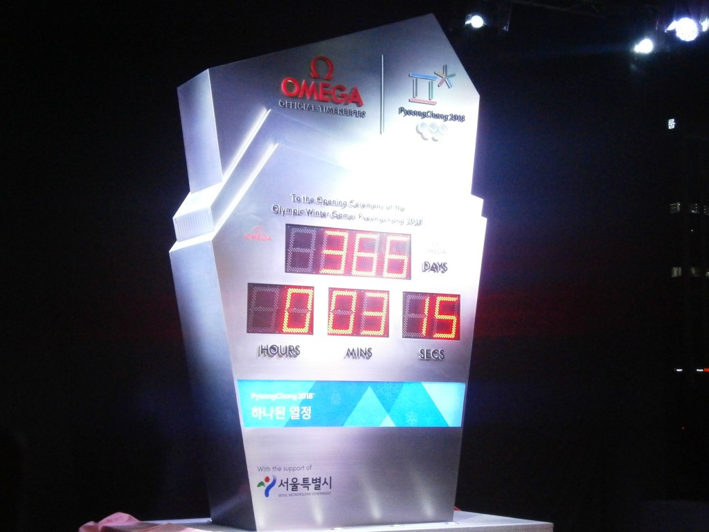 Omega countdown clock unveiled marking year to go until Pyeongchang 2018 