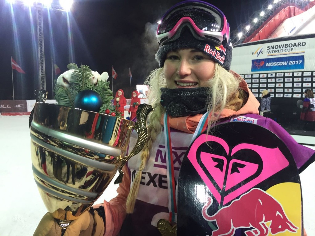 Katie Ormerod won the Moscow Big Air World Cup event in January ©British Ski and Snowboard