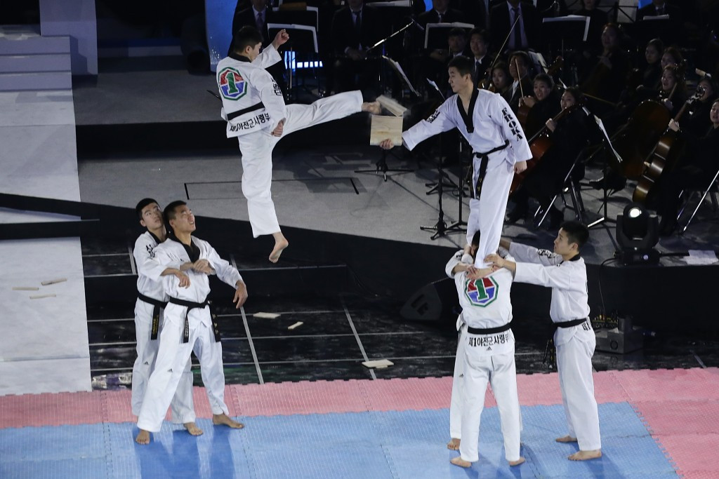 Taekwondo athletes kicked off proceedings in the Gangeung Ice Hockey Arena ©Getty Images