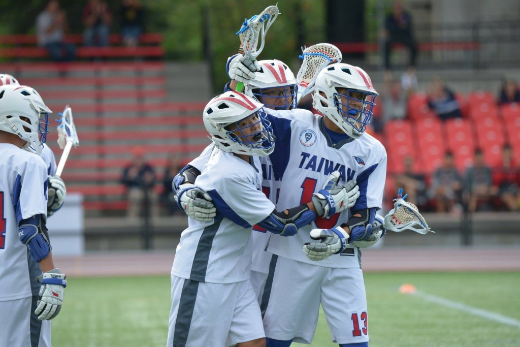 Taiwan players celebrate a goal at the Under-19 Men's Lacrosse World Championship in 2016 ©TWLA