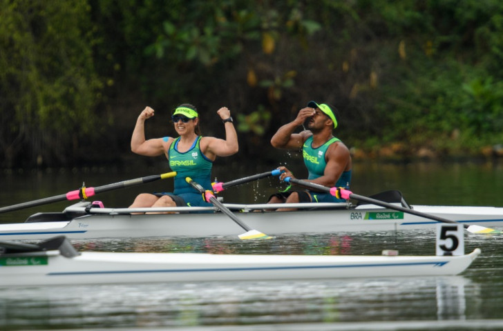 Brazil's Josiane Lima and Michel Pessanha win the TA mixed double sculls B final at the Rio 2016 Games. FISA's Extraordinary Congress today voted for the length of Para-rowing courses to double from 1,000 to 2,000m to match non Para-rowing ©Getty Images