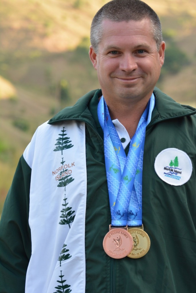 Douglas Creek secured Norfolk Island's first gold medal of Port Moresby 2015 with victory in the 25m mixed pistol shooting event ©Port Moresby 2015