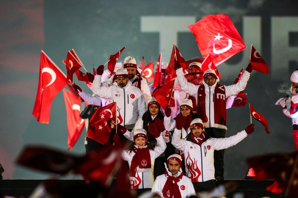 Home athletes from Turkey march at the Opening Ceremony of the European Youth Olympic Festival ©Erzurum 2017/Twitter
