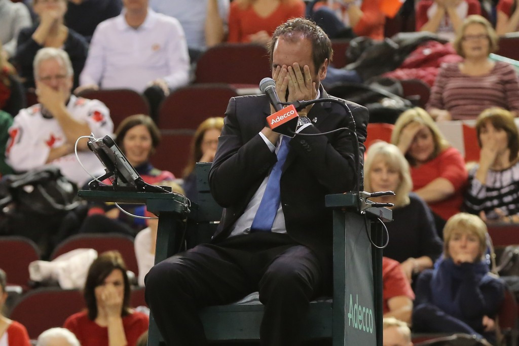 Umpire Arnaud Gabas has undergone surgery after being struck by a ball in last weekend's Davis Cup tie ©Getty Images