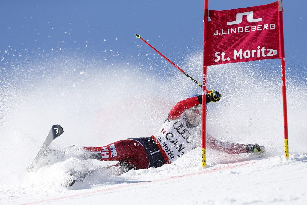 Candace Crawford of Canada crashed during one of her runs today before her country took fifth place ©Getty Images