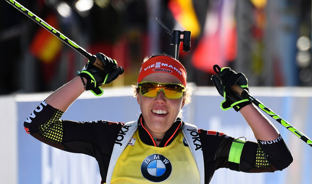 Germany's Laura Dahlmeier won the women's individual competition today for her third gold medal at the 2017 International Biathlon Union World Championships in Austrian town Hochfilzen ©Getty Images